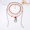 Light Luxury High-end Creative Design Sense Beaded Braided Rope Type Alloy Dripping Flower Pendant Multi-layer Necklace Women
