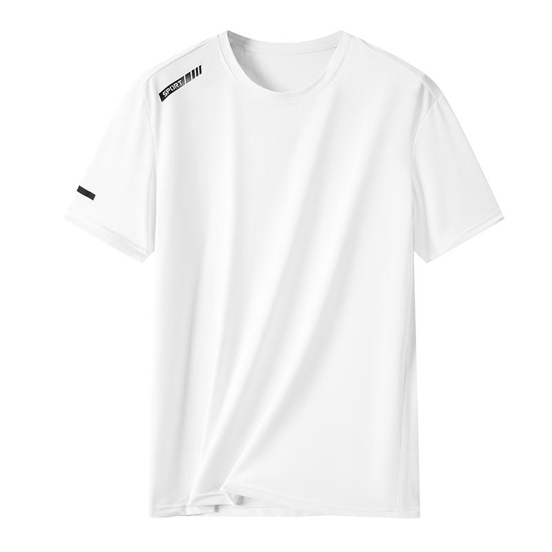 

T-shirt men s half-sleeved T-shirt men s fashionable round neck ice silk T-shirt casual lightweight breathable fitness T-shirt short-sleeved 3XL білий