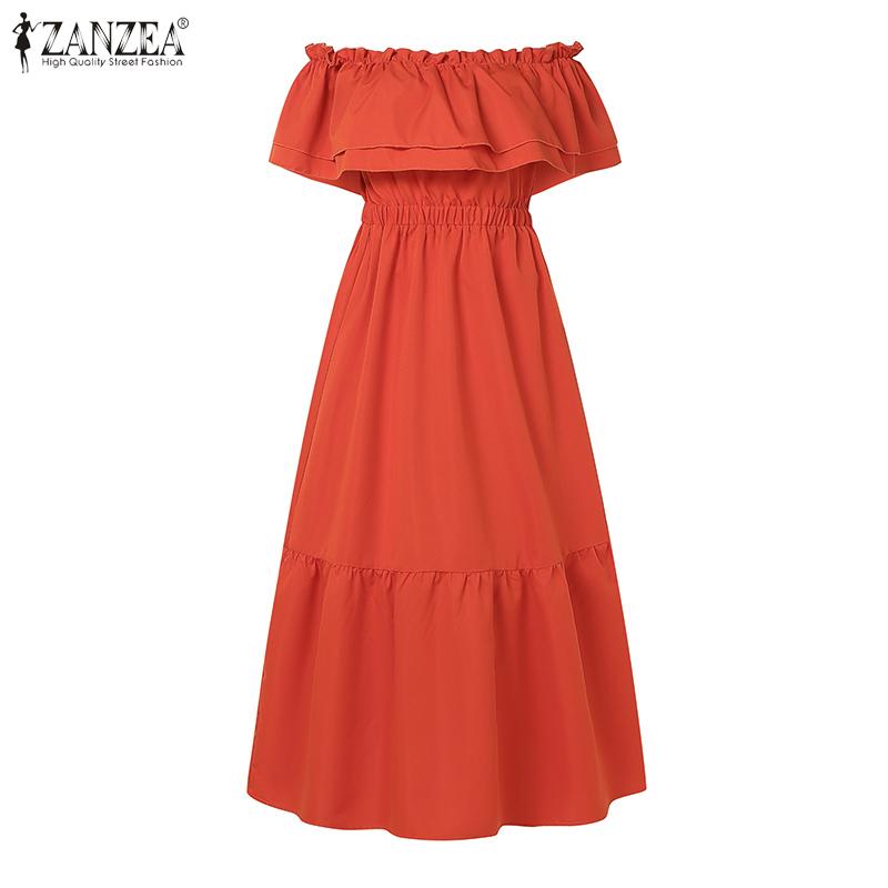 ZANZEA Γυναικείο μακρύ φόρεμα με χαλαρό φόρεμα για διακοπές στην παραλία