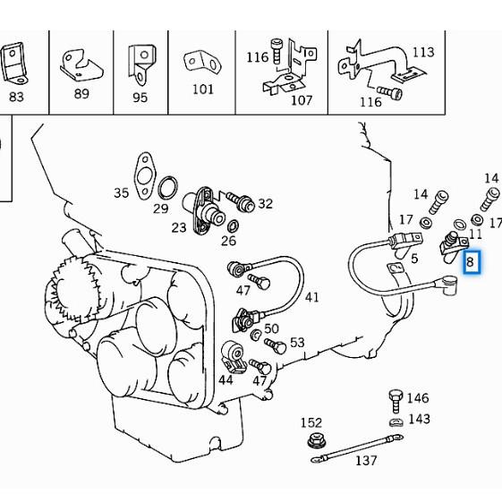 This crankshaft sensor (0031532728) fits Mercedes-Benz W111.