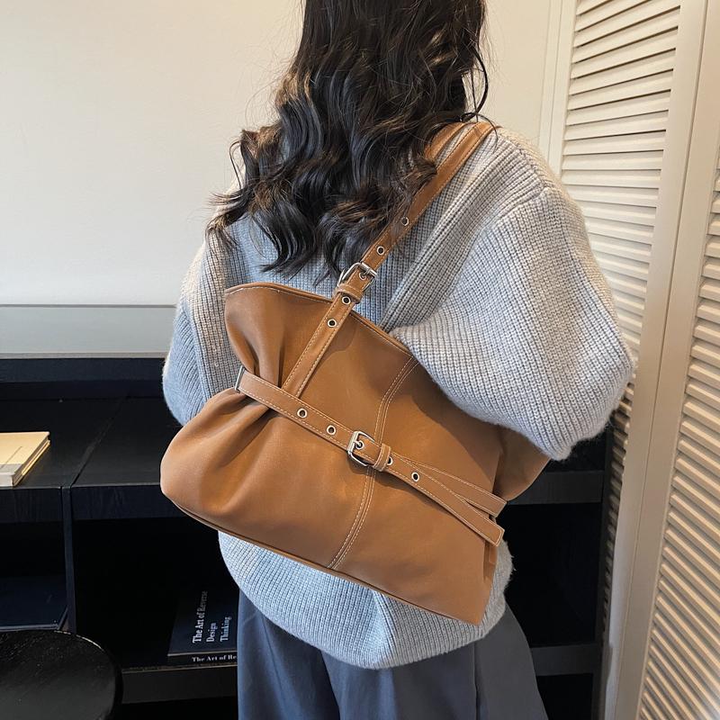 Borsa da donna vintage autunnale e invernale, grande capacità, borsa a tracolla in pelle scamosciata, tinta unita, semplice, casual, borsa da pendolare, borse retrò