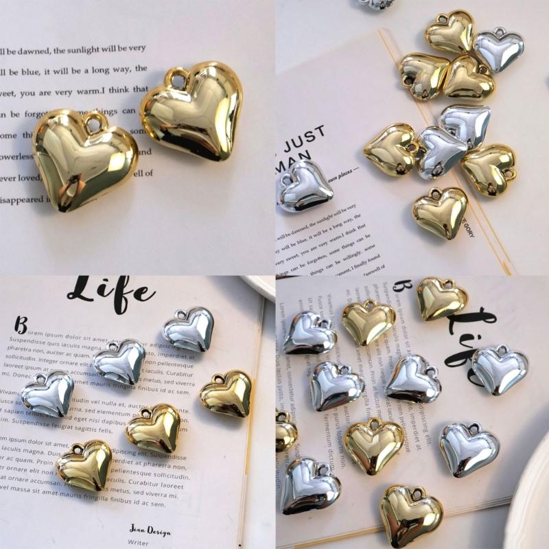 10 Pieces Sweet Heart Pendant Necklace and Earrings Peach Heart Pendant with Hole Heart Pendant for DIY Necklace Making