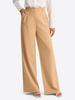 Womens High Waisted Pleated Wide Leg Pants Full Length Office Work Trousers