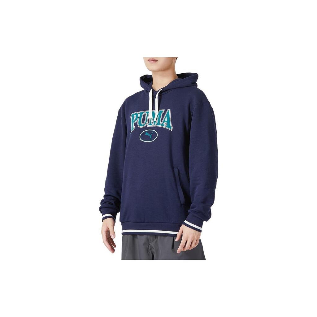 Puma Letter Print Casual Sports Hooded Breathable Pullover Sweatshirt Men Sweatshirt Navy-Blue 678419-06