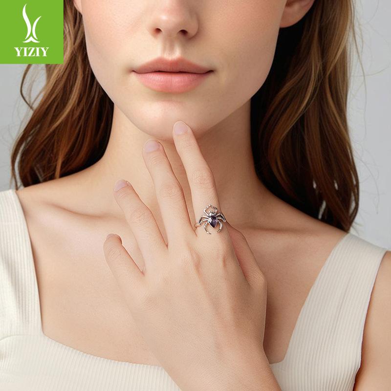 Personalized Dark Wind Spider Ring Men'S And Women'S Niche S925 Sterling Silver Insect Ring Jewelry