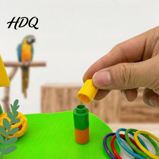 Small Bird Toss Ball Games Parrot Basketball Hoop Toy Interactive Ring Game Play Stand Agility Training Enrichment Toy for Parakeets Cockatiels