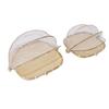 2Pcs Food Serving Tent Basket Fly Skeeter Insect Resistant Bamboo Basket With Dish Mesh Cover