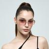 A18976 Square Borderless Sunglasses For Women, Retro Diamond Trimmed Transparent Glasses, Popular