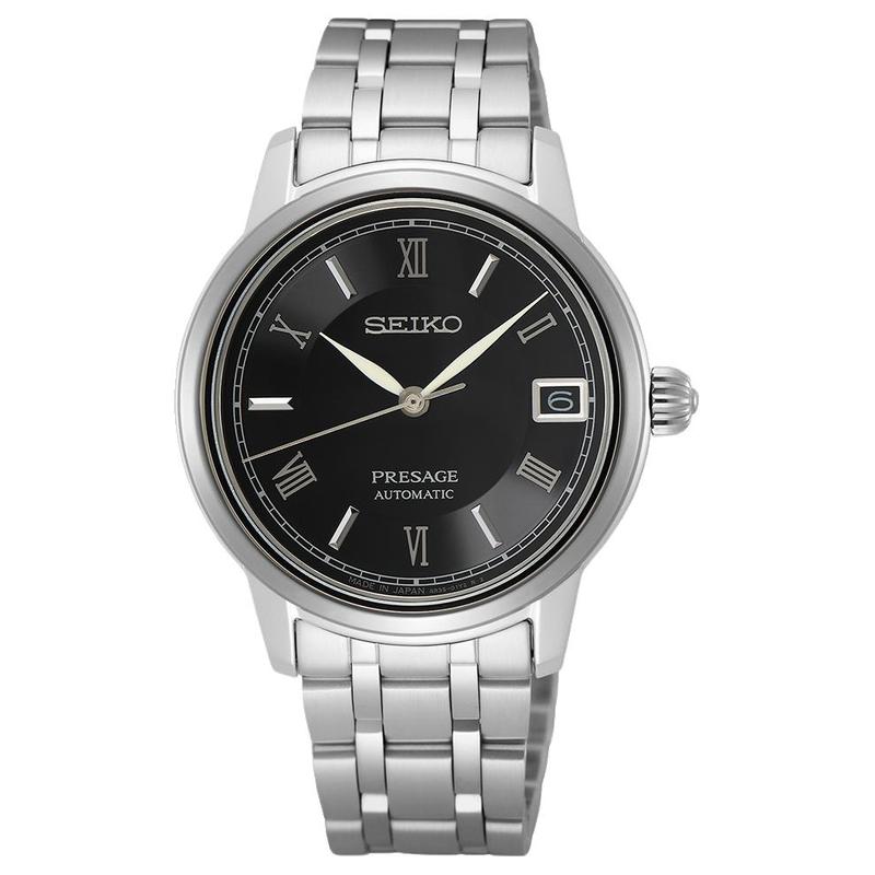 

SEIKO 100 meters waterproof Automatic Steel Strap 34.2mm women s watch black dial SRPF31J1 чорний