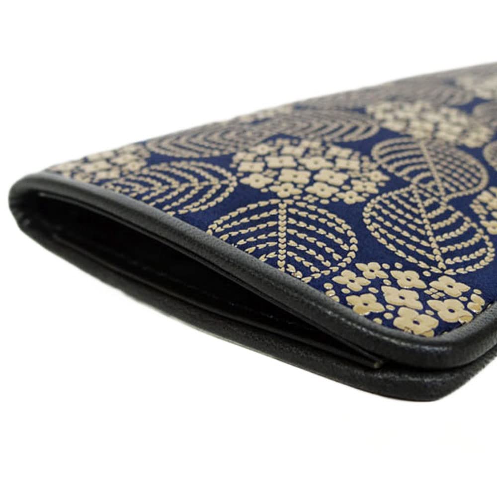 Inden Glasses Sack 4203 Navy deerskin x white lacquer Hydrangea pattern Soft type 16cm x x [Indenya] 7.3cm 1.8cm