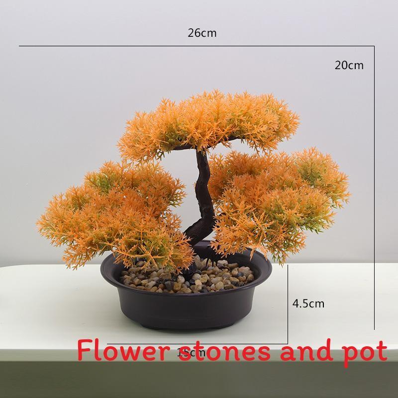 

Plastics Changpai Scotch Pine Thuja Sutchuenensis Green Plant With Pot And Stone Sunset Red