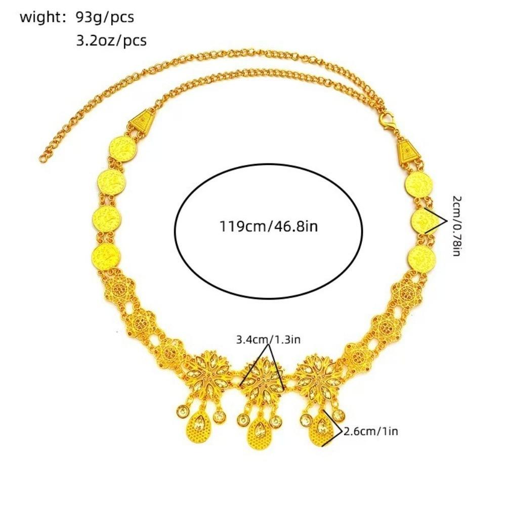 Metal Flower Waist Chain Rhinestone Hollow Out Belt Vintage Belly Chains  Dance Dress