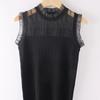 Damen Sommer Weiß Ärmellos Gestricktes Oberteil Lässig Rollkragen Enges Tanktop