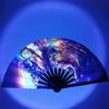 Fans with Lights Large Folded Hand Fan Colorful Rainbow Folding Fan  Dance