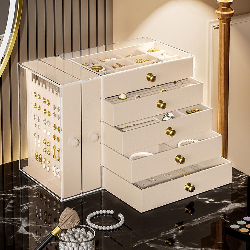 Organizador de Almacenamiento de Joyería de Acrílico Transparente de Lujo con Múltiples Cajones