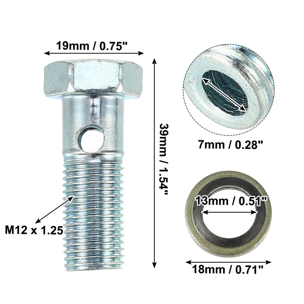 X AUTOHAUX 2 Sets Universal Auto Banjo Bolt Brake Fitting Adapter Kit M12 X