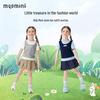 MQDMINI Girls' Antibacterial Lace Trim Fake Two-Piece T-Shirt