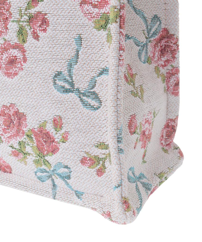 Maison de Fleur Rose Ribbon Gobelin Square Tote Bag, Women's, Off-White