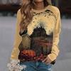 Women's Fashion Casual Long Sleeve Halloween Printed Round Neck Sweater Top
