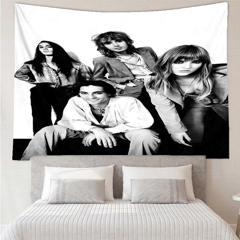Arazzo con Stampa Maneskin, Sfondo, Facile da Installare, Ideale per Camera da Letto, Ufficio e Soggiorno, con Decorazione Estetica da Appendere alla Parete.