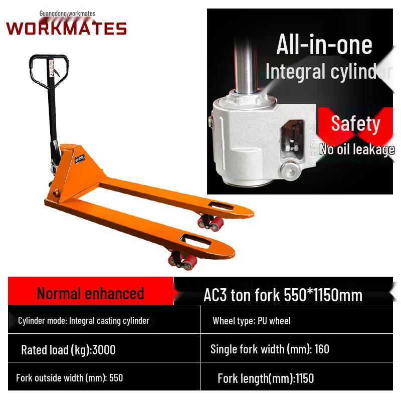 Manual Hydraulic Pallet Truck Forklift, 2/3 Ton Capacity, Warehouse Hand Pallet Mover