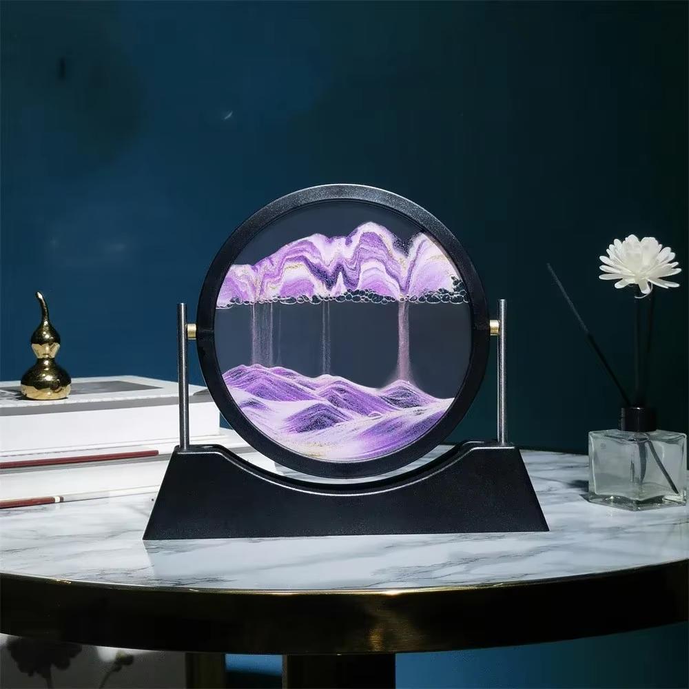Rotatable Sandscape Moving Sand Art Picture Flowing Sand Painting Round Glass Quicksand 3D Hourglass Office Home Decor Gifts