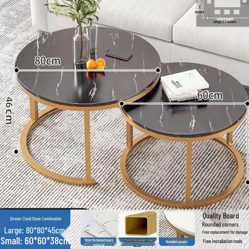 Simple Modern Light Luxury Coffee Table - Small Round Side Table for Living Room or Bedroom