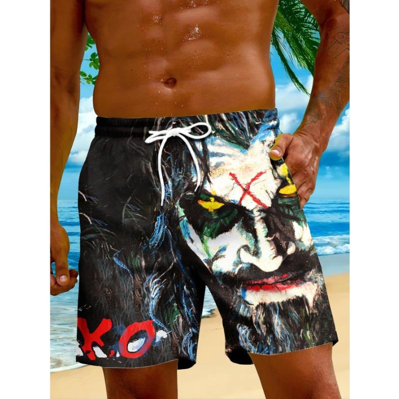

Summer men s essential casual shorts dark clown graffiti men s beach shorts M
