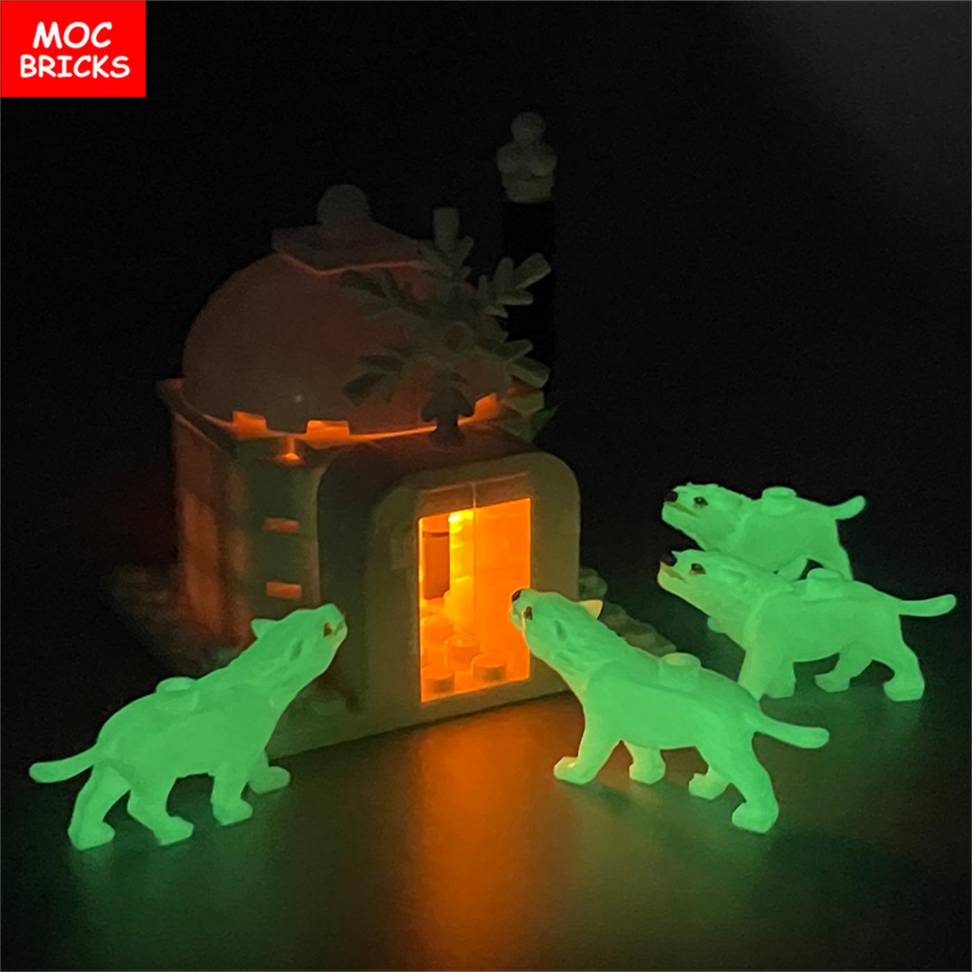 Professional Fishing Unisex Moc Bricks Igloo Luminous House Ice Wolf Siberian Husky Classic Architecture View Educational Building Block Toy Christmas Gift