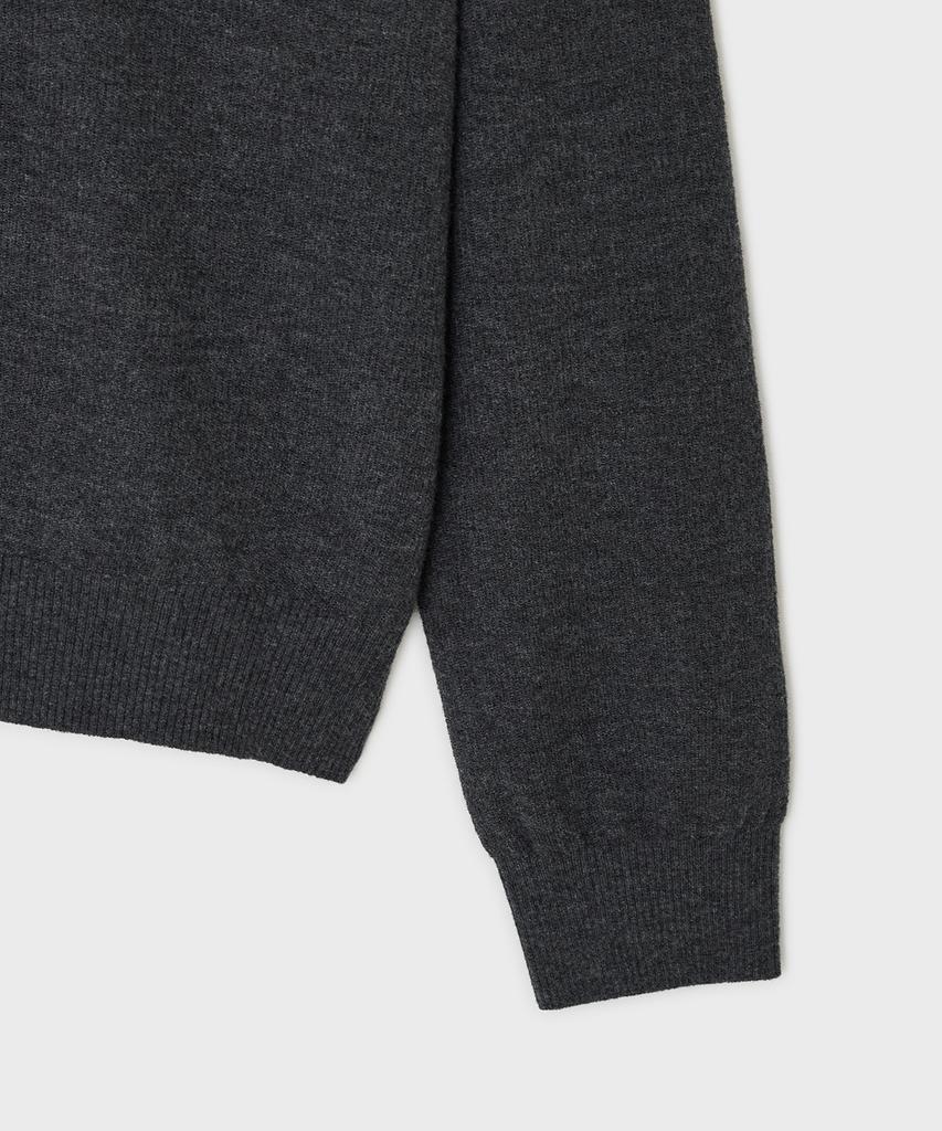 Bellie City V-Neck Sweater - Charcoal Gray