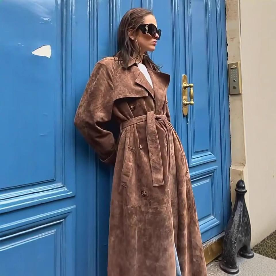 2025 European and American Retro Autumn/Winter Tie-Waist Coat Jacket for Women