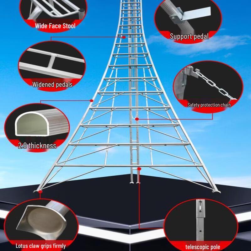 Jun Ding Ying 4-Step Aviation Aluminum Orchard Tripod Ladder