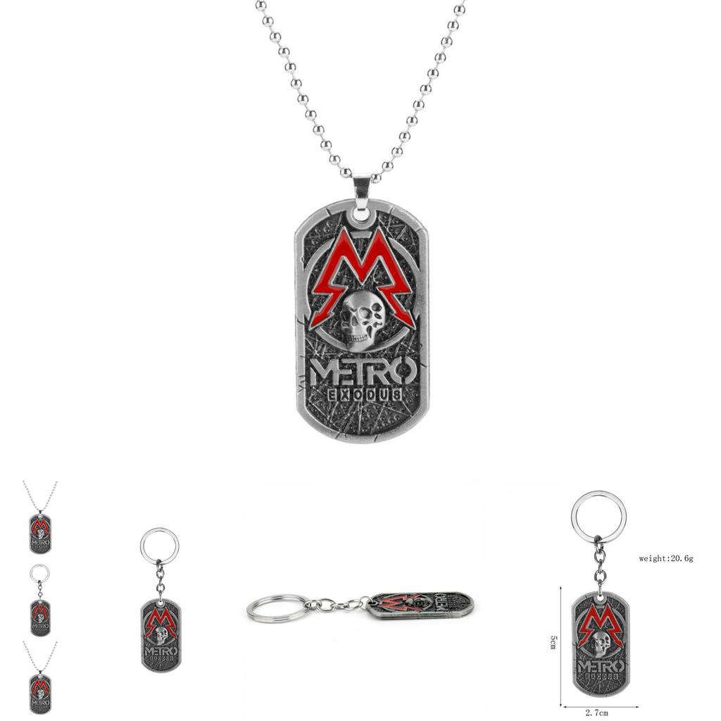 Collier Pendentif Crâne Metro Exodus Avec Design Géométrique en Alliage Pour les Fans de Jeu