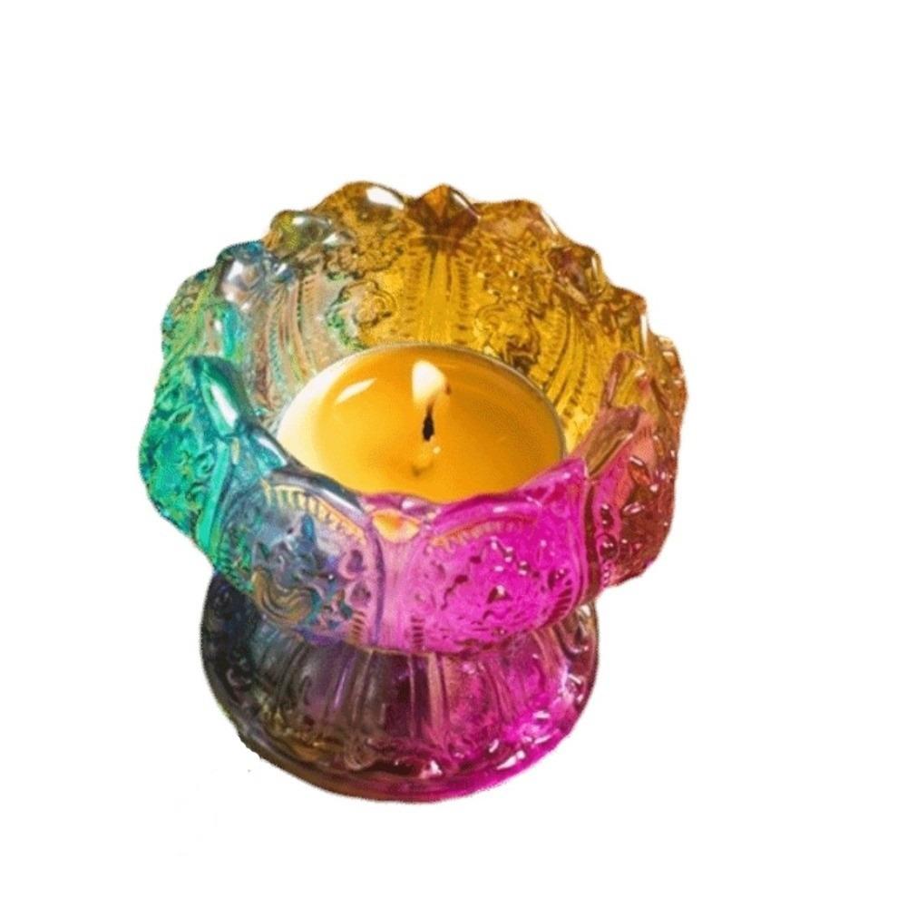 Lucky Crystal Candle Holder Unique Heat-Resistant Lamp Holder Exquisite Decorative Lotus Candlestick Household