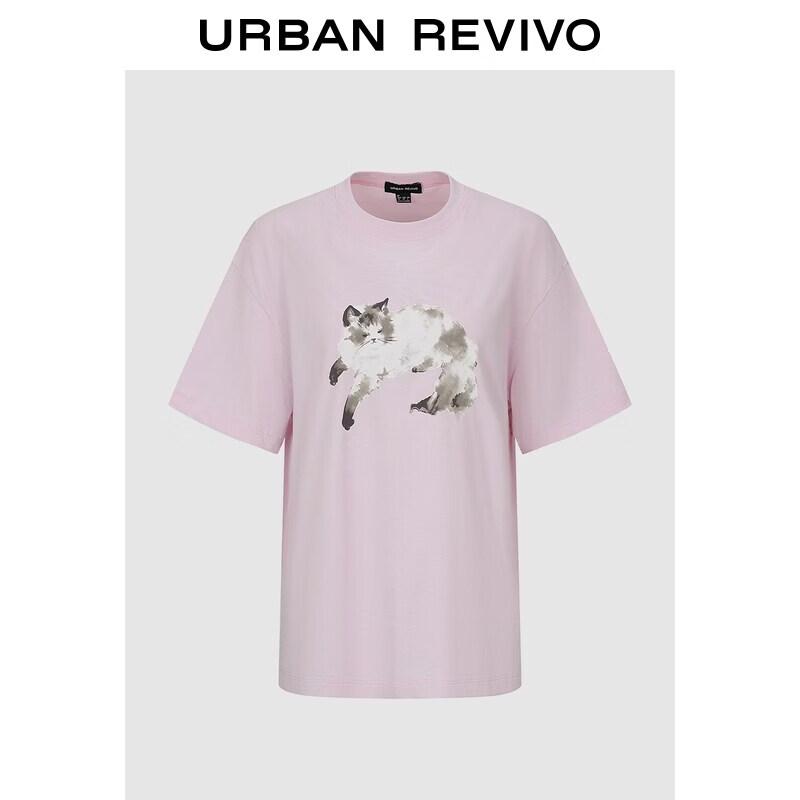 UR2026 Women s Cat Print Cotton T-Shirt M