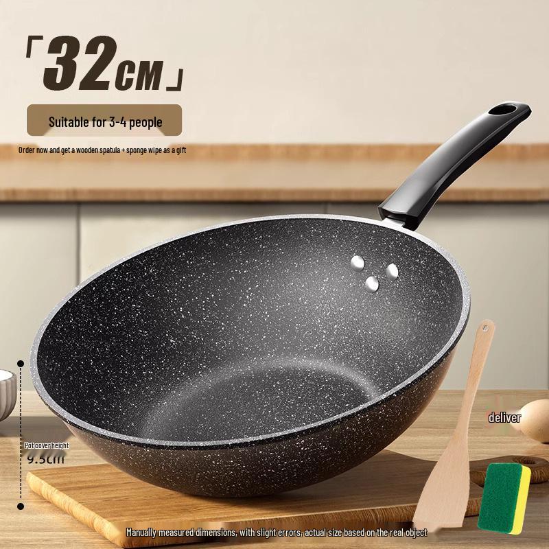 Maifan Stone Non-stick Lightweight Cast Iron Wok for Gas Stoves - Universal Household Cookware Gift
