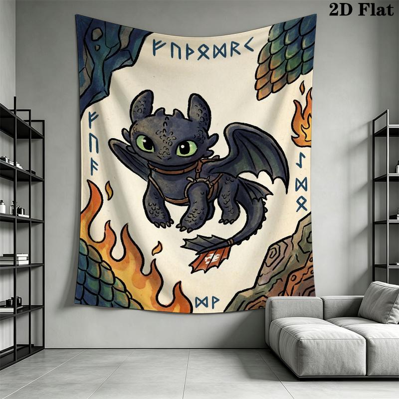 How to Train Your Dragon Wall Tapestry Aesthetic Wall Hanging Printed Fabric Blanket Decorative Tapestries for Bedroom Living Room Home Decor