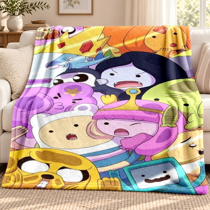Adventure Time Blanket Flannel Blanket Soft Cozy Plush Throw for Sofa Bed Lightweight Home Decoration Outdoor Camping