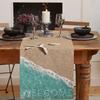 Summer Beach Ocean Linen Table Runner Dresser Scarves Table Decor Farmhouse Kitchen Dining Table Runner Holiday Party Decor