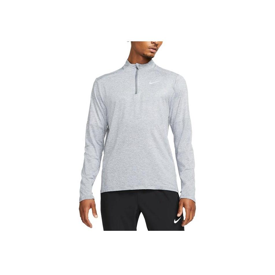 Nike Solid Color Crew Neck Half Zip Long Sleeve T-Shirt Men Tops Light-Gray DD4756-084
