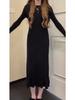 Early Autumn Knit Slimming Fishtail Skirt and Sweater Dress Set
