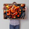 Frango Assado com Legumes e Cerveja Pôster Arte de Parede Personalizada Placas de Metal Vintage Placa de Lata Retrô para Man Cave Decoração de Casa