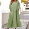 Cotton Linen A Line Dress With Ruffle Detailing For Summer Casual Wear