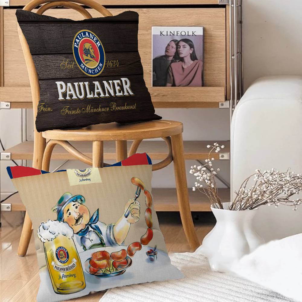 German Beer Paulaners Personalized Pillow Cover Kids Bedroom Wild Party Decor Pillowcase Kid Birthday Shower Gift
