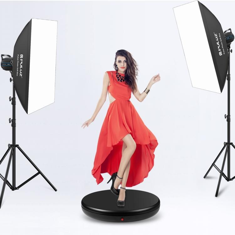 PULUZ 45 cm fjernkontroll Juster hastighet Roterende skjermstativ for platespiller, svart, belastning 100 kg