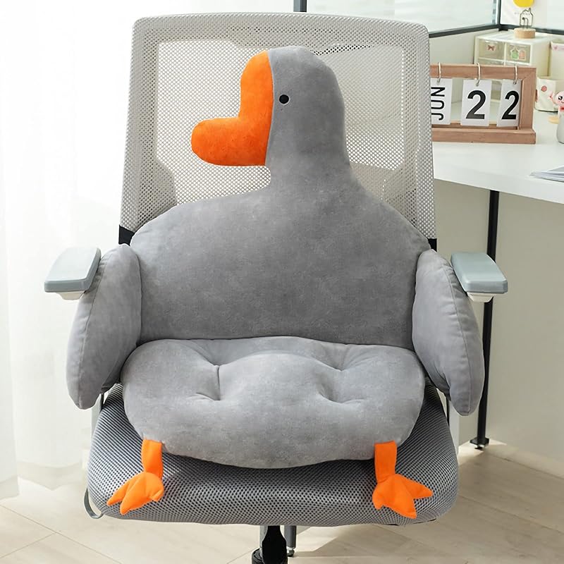 Goose Shaped One Piece Cushion,Chair Cushions, Soft Comfortable Strap Design Home Cushion for Students Office Backrest Chair Plush Desk (grey), Chair