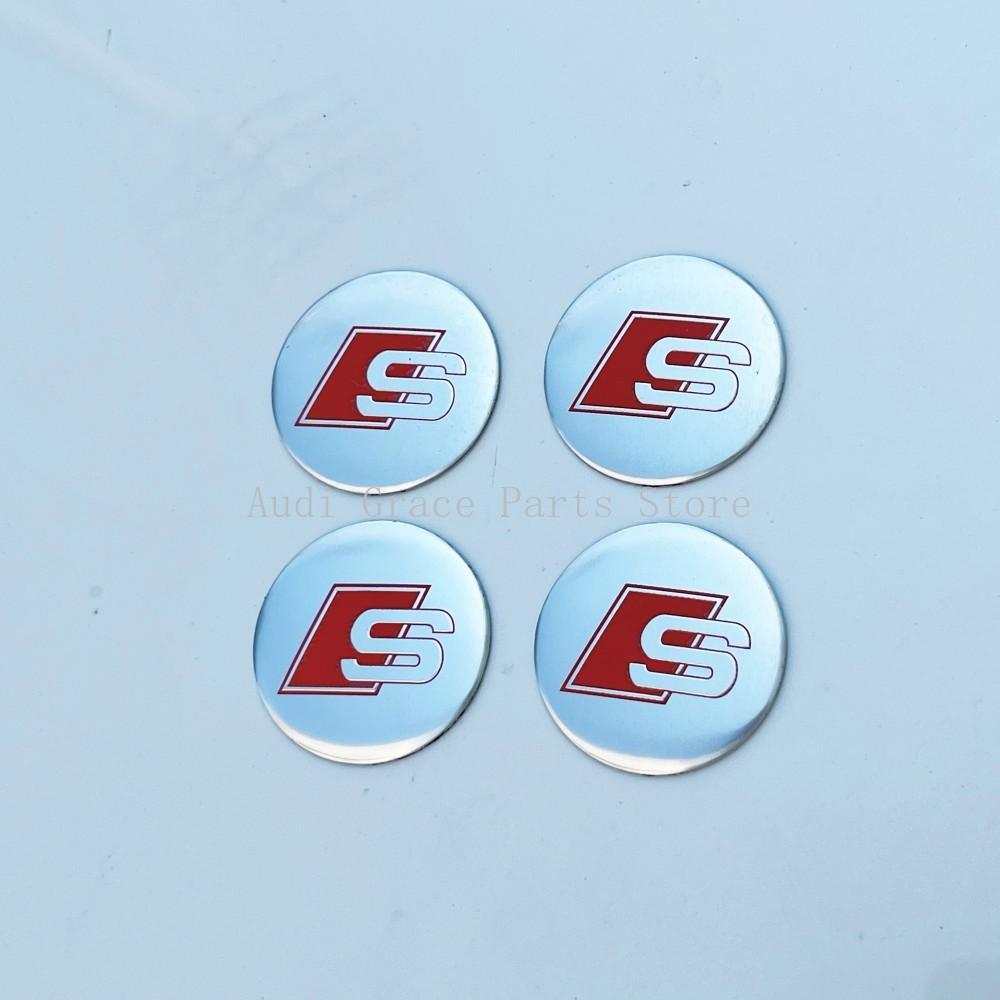 For Audi A34Pcs For Audi A1 A3 A4 A5 A6 A7 Q3 Q5 Q7 RS3 RS4 RS5 S3 S4 56mm Car Wheel Hub Cap Center Sticker Emblem Badge Decal Accessories