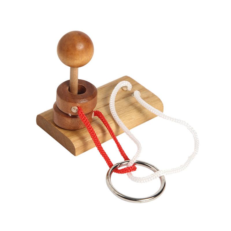 Wooden Toy Rings Lock Unlock Brain Teaser Puzzle Game Threading Rope Loop Puzzle Luban Kong Ming Lock Educational Toys for Kids