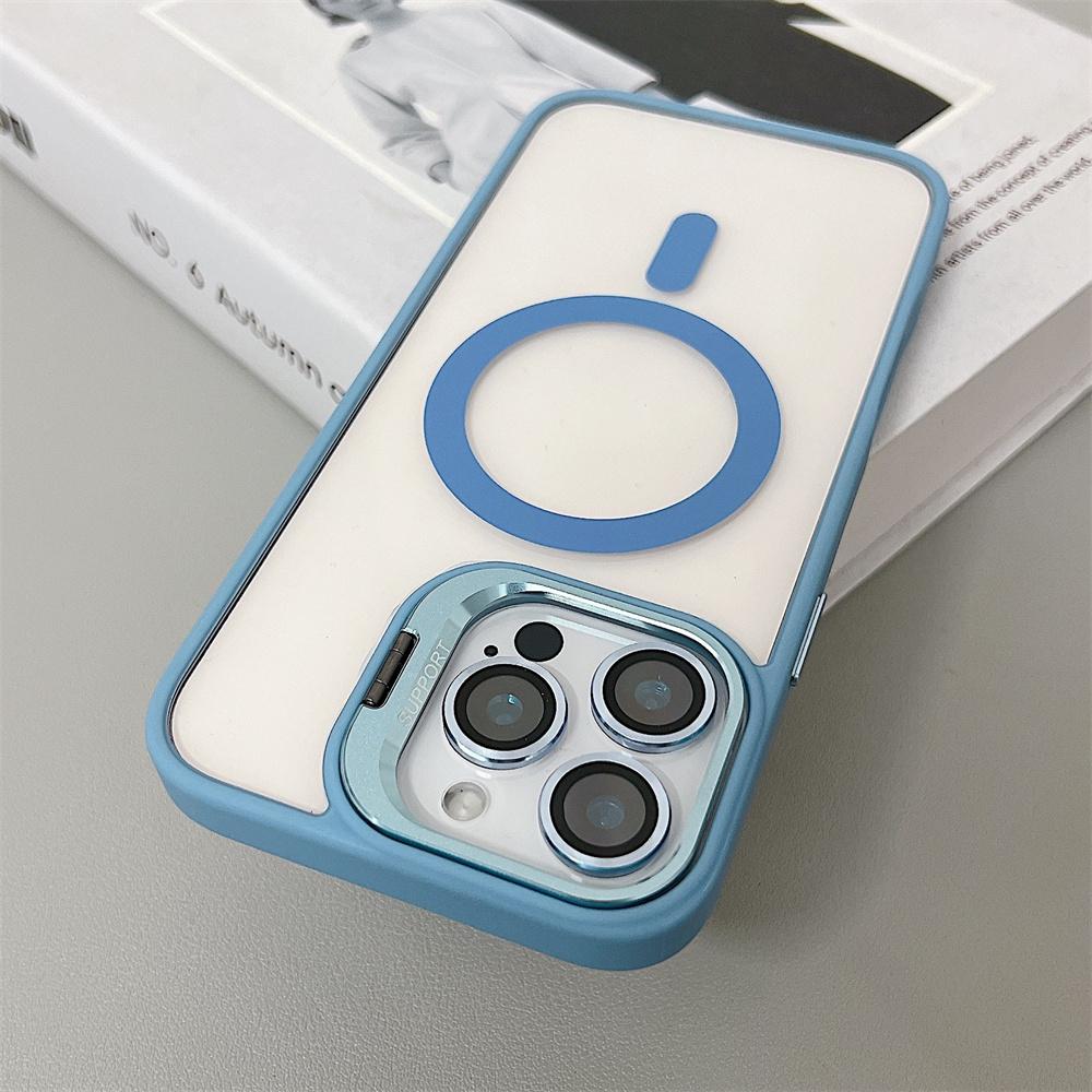 

transparent magnetic shockproof phone case For iPhone 16 15 14 13 12 11 Pro Max Plus Magsafe Funda Stand Protection Cover For iPhone16Promax