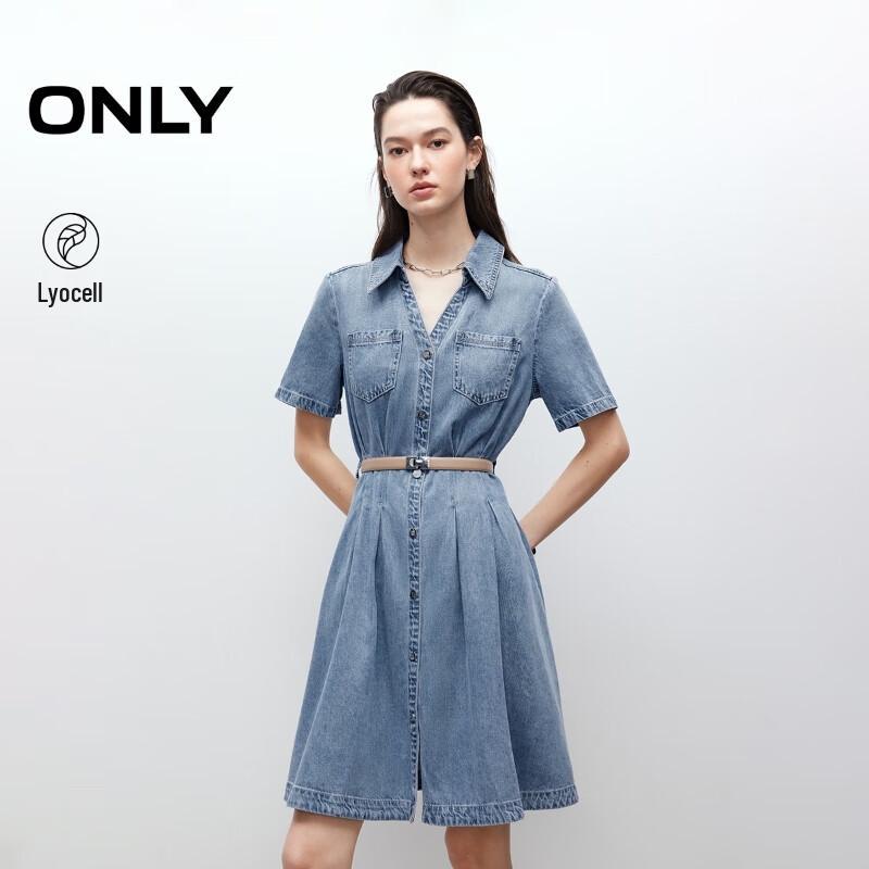 ONLY Women s V-Neck Belted Denim Shirtdress M